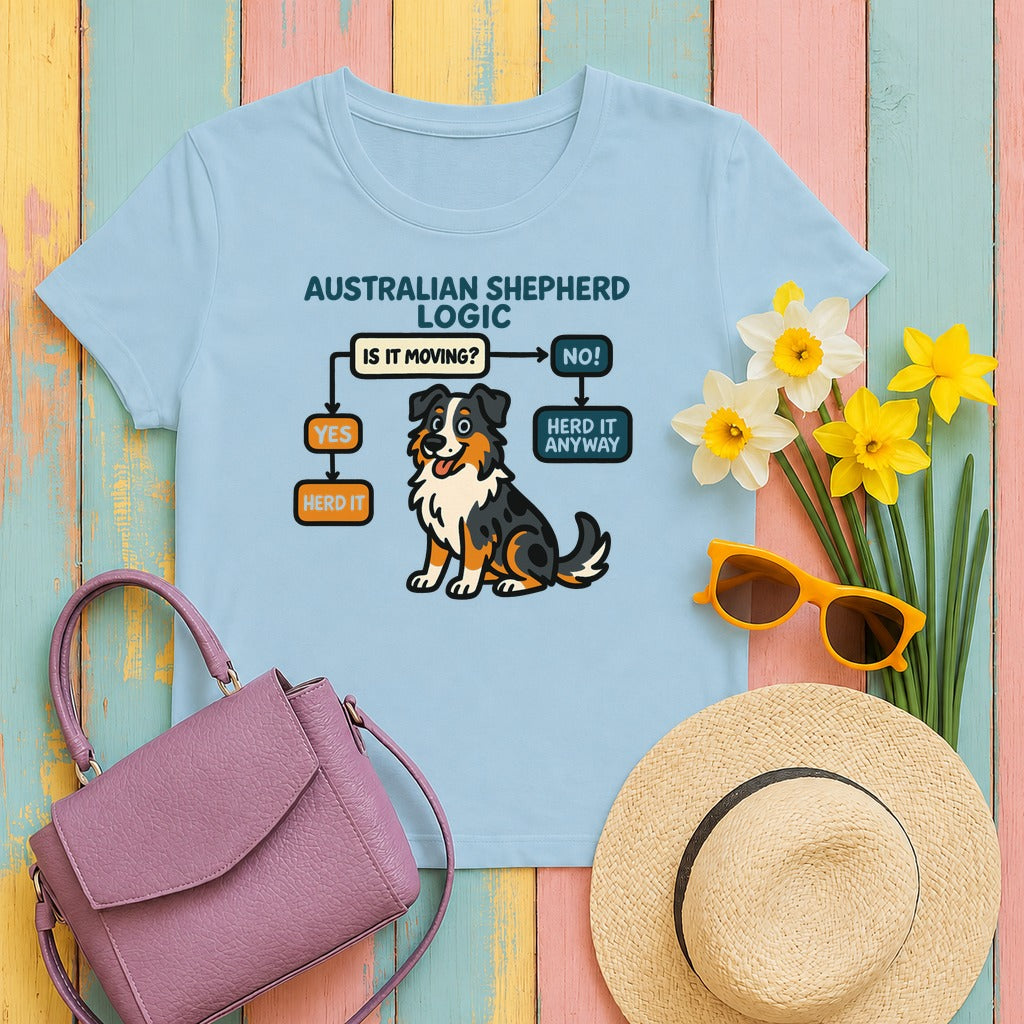 The Aussie Logic Flowchart T-Shirt in Light Blue