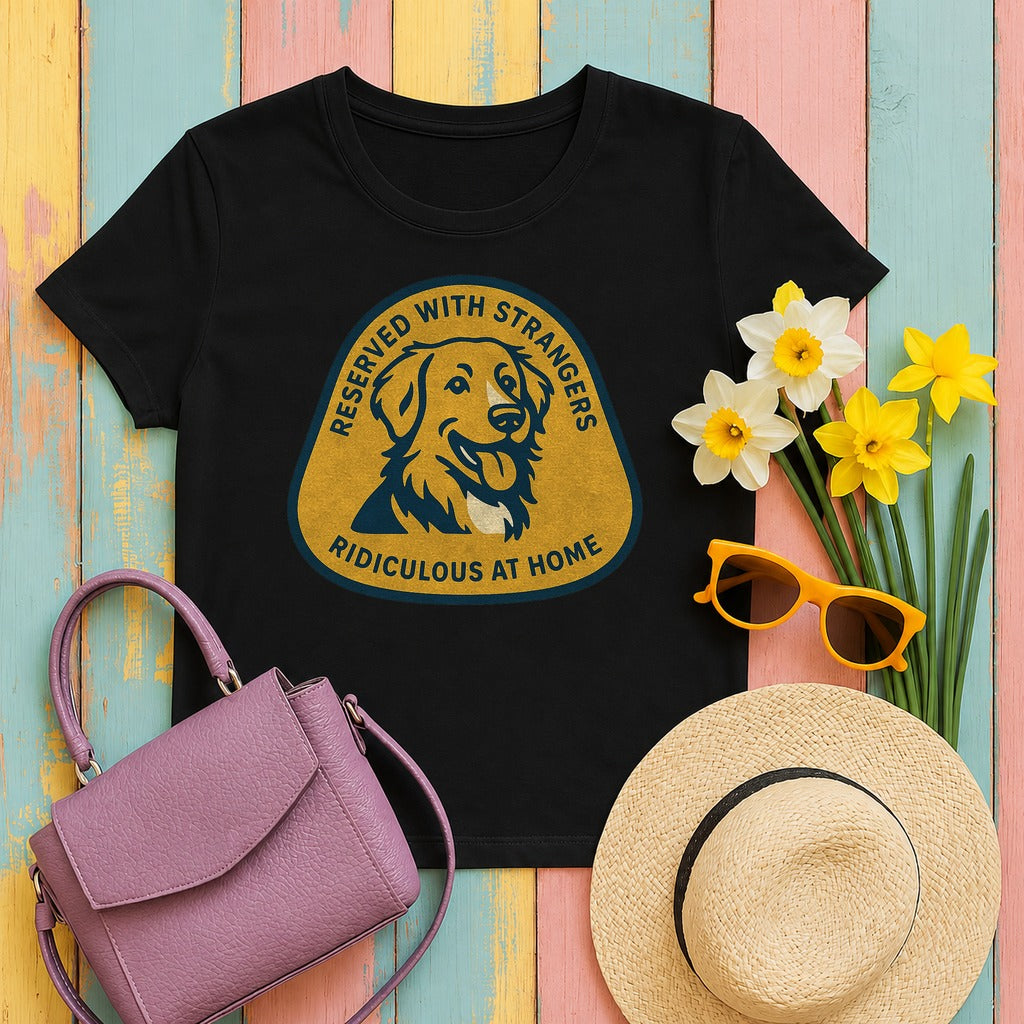 Nova Scotia Duck Tolling Retriever Reserved With Strangers T-shirt in Black
