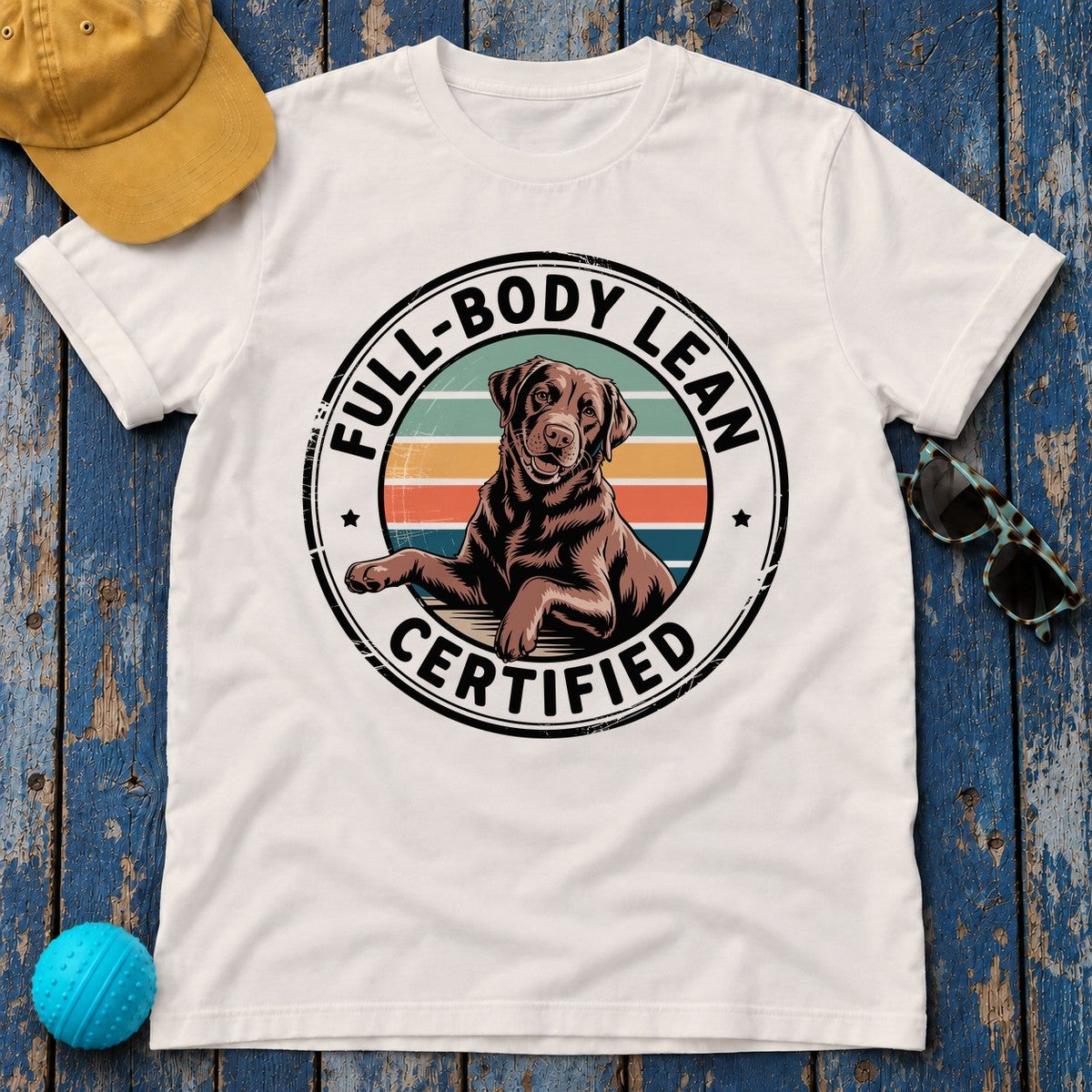 Full Body Lean Certified Chocolate Labrador Retriever T-Shirt in Ice Grey
