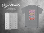 Gildan 5000 t-shirt size chart with dachshund graphic, measured in inches.