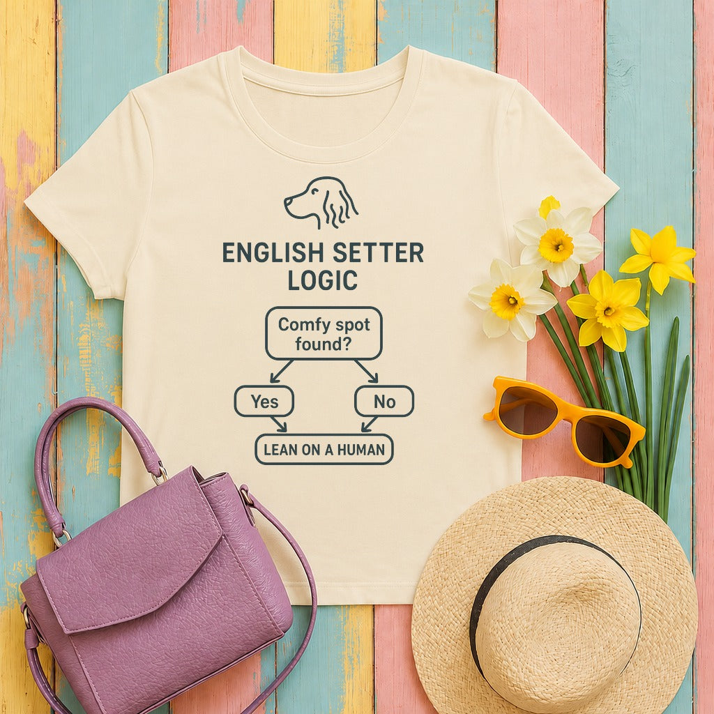 english setter breed-logic tee flat lay hero