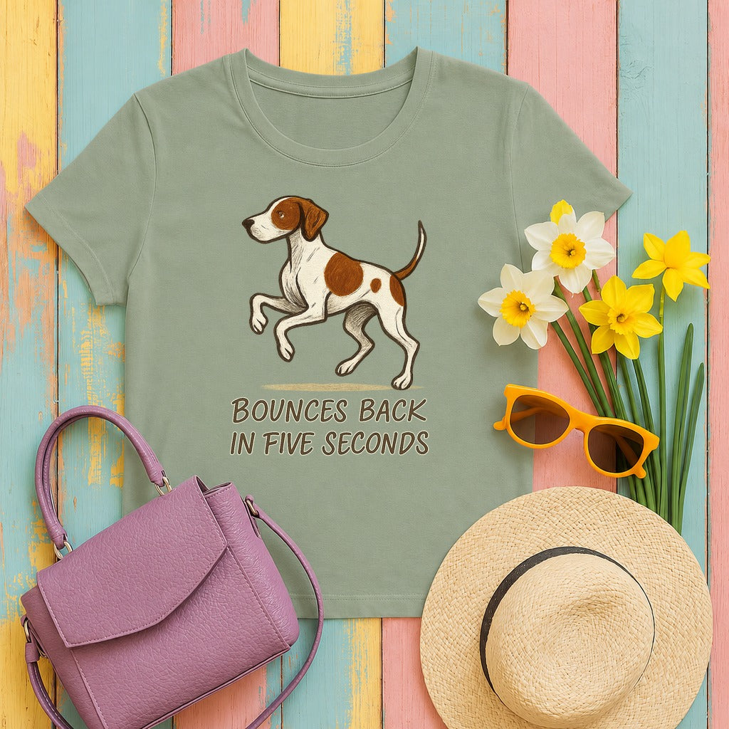Pointer Bounces Back in Five Seconds T-shirt in Sage