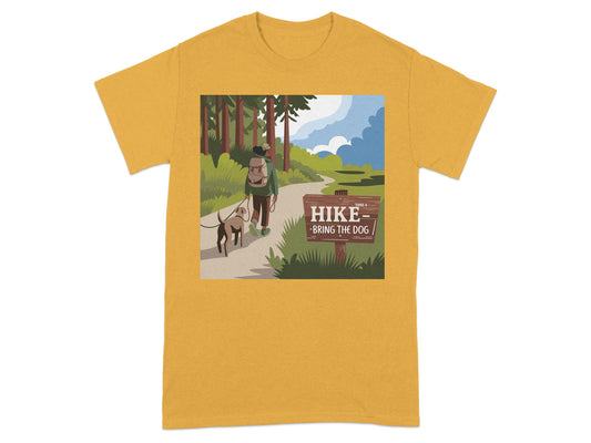 Hike Bring the Dog Graphic on Yellow T-shirt product type