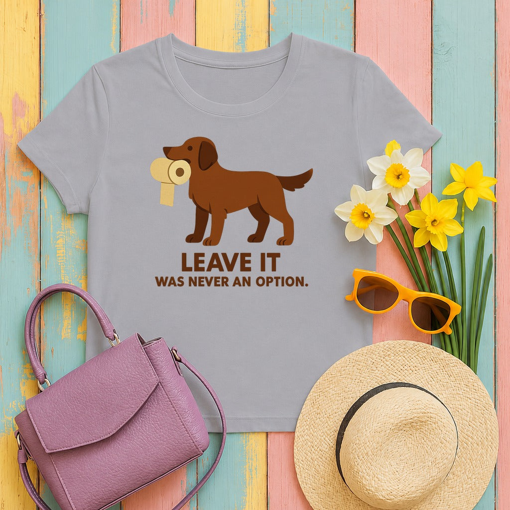 Liver Flat-Coated Retriever Leave It Tee in Athletic Heather