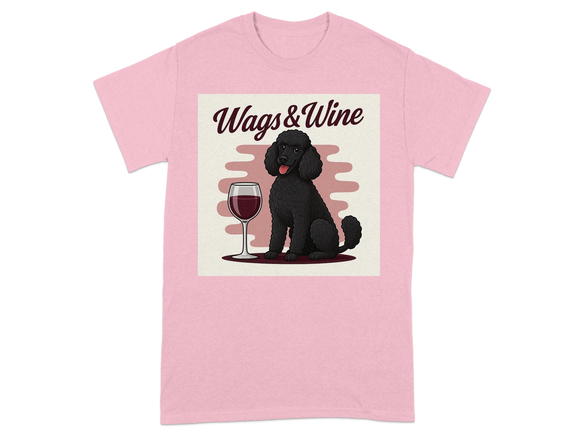Wags and Wine Dog with Glass Pink Graphic T-Shirt product