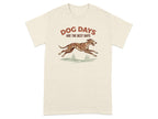 T-shirt graphic with running dog and text "DOG DAYS ARE THE BEST DAYS".