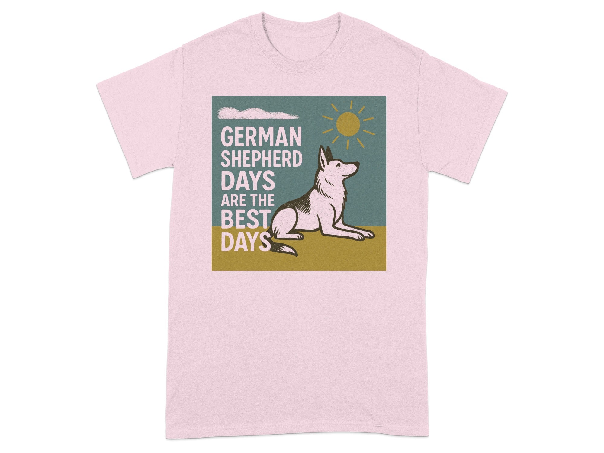 German Shepherd Days are the best days design on a pink t-shirt.