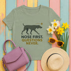 weimaraner nose-first tee flat lay hero