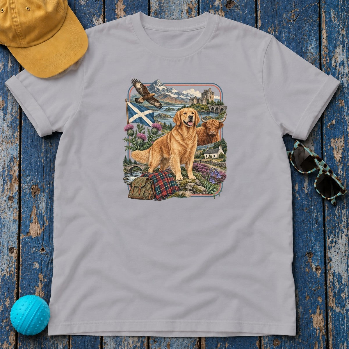 Golden Retriever Scotland Heritage T-Shirt in Athletic Heather