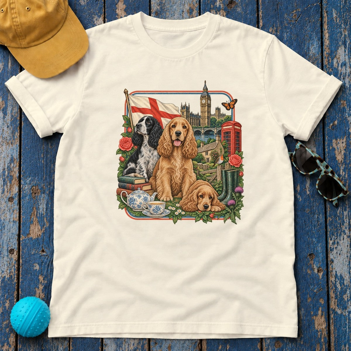Cocker Spaniel England Heritage T-Shirt in Natural
