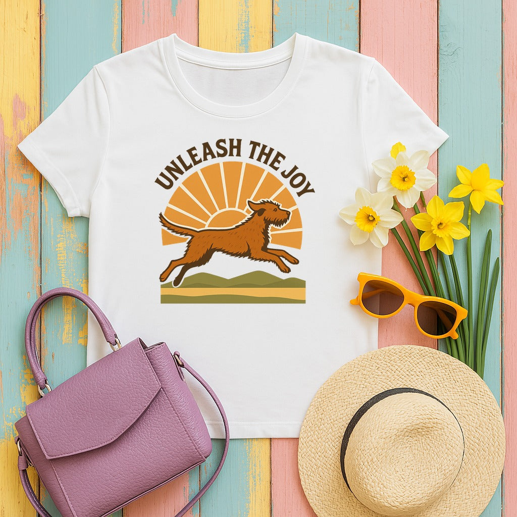 Wirehaired Vizsla Unleash the Joy Tee in White