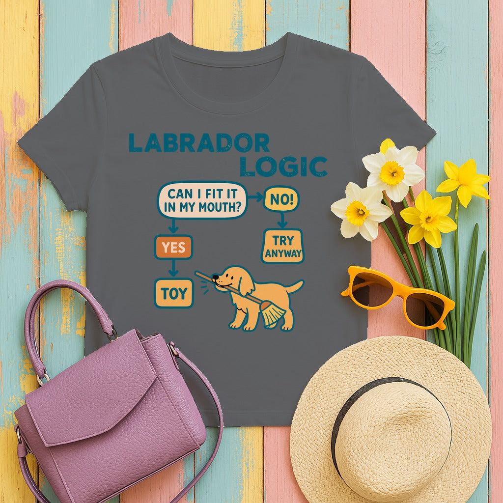 Yellow Labrador Logic Flowchart T-Shirt in Graphite Heather