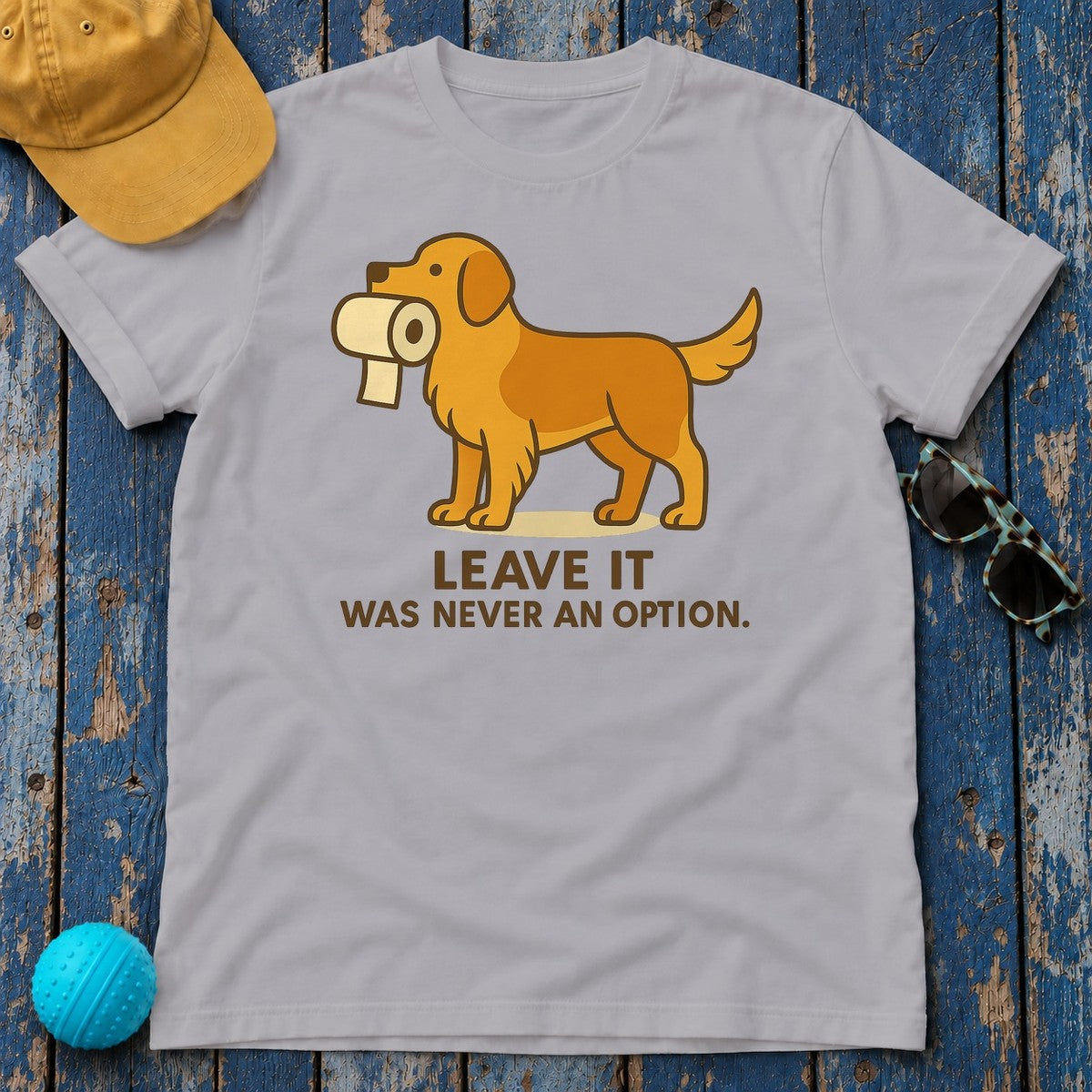 Golden Retriever Leave It Tee in Athletic Heather