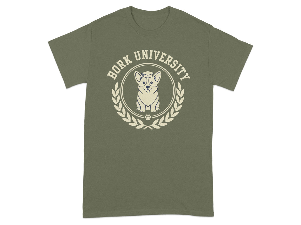 Bork University Shirt Featuring Corgi Logo
