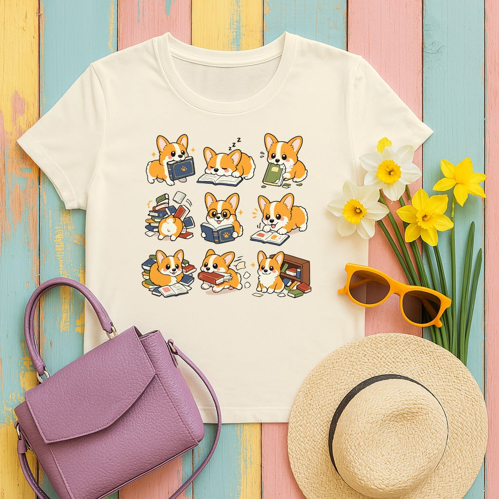 The Bookish Corgi T-shirt in Natural
