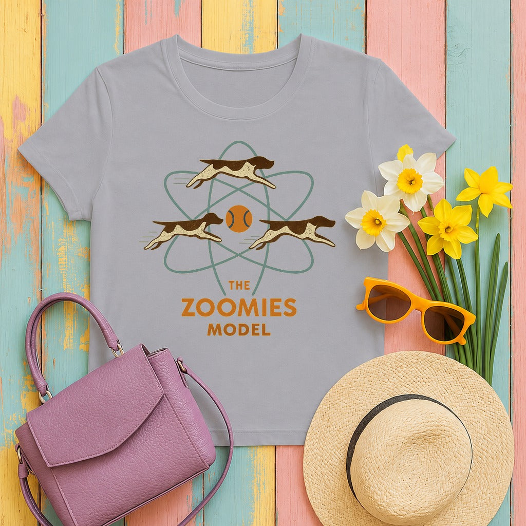 German Shorthaired Pointer Zoomies Atomic Model T-shirt in Athletic Heather