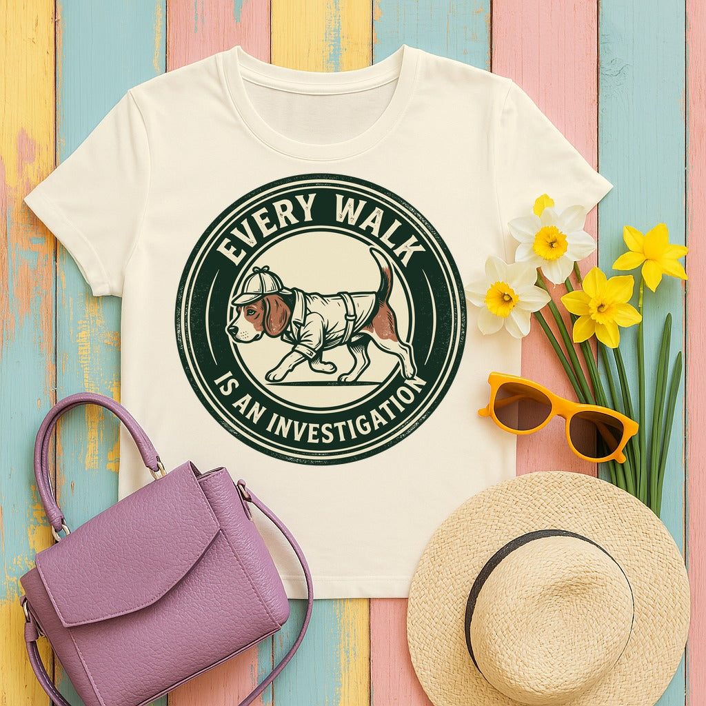 Every Walk: Canine Detective Beagle T-Shirt in Natural