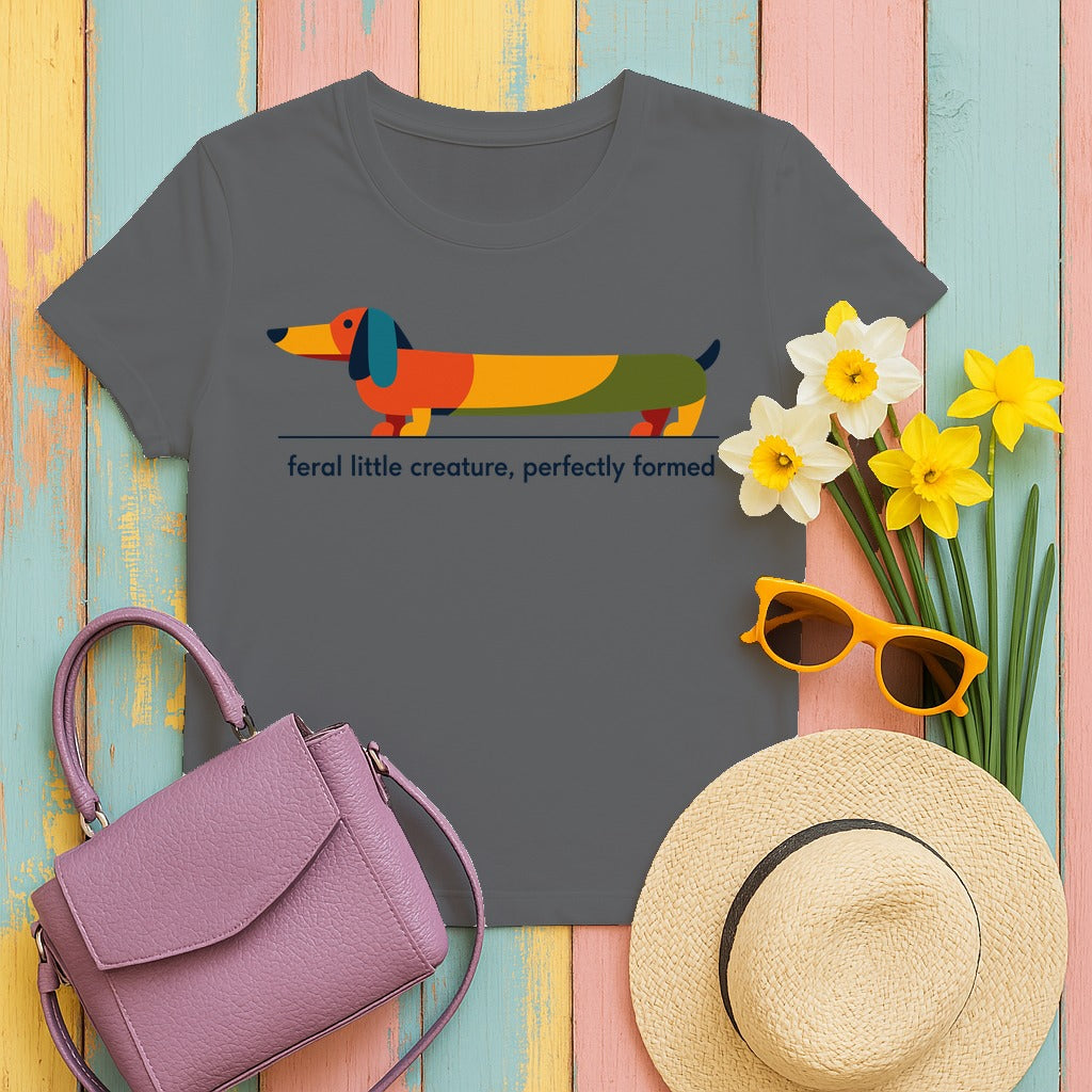 Dachshund — Feral Creature Perfectly Formed Doxie T-Shirt in Graphite Heather
