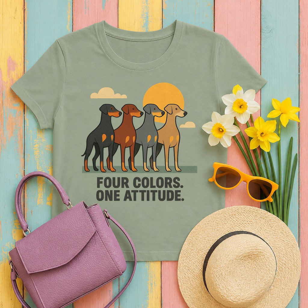 Doberman Four Colors One Attitude Tee in Sage