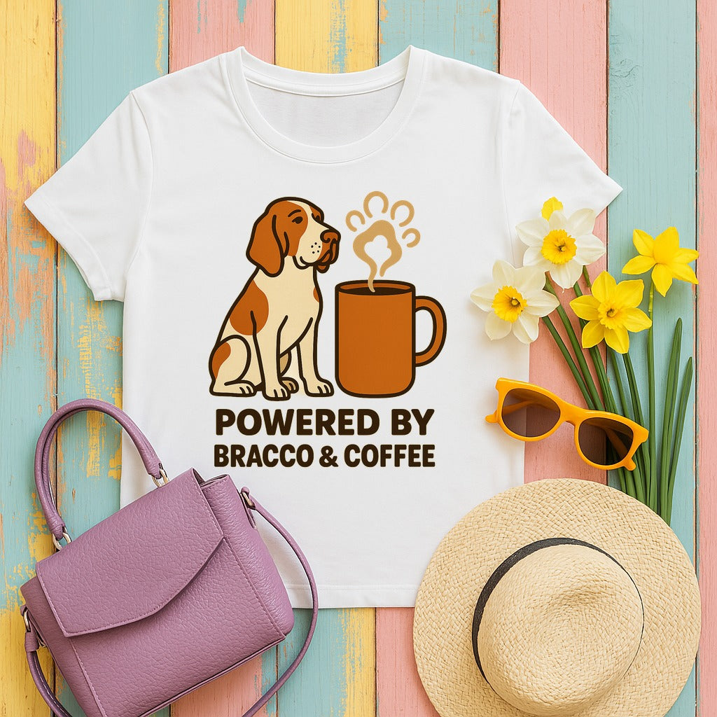 Powered by Bracco & Coffee Tee in White