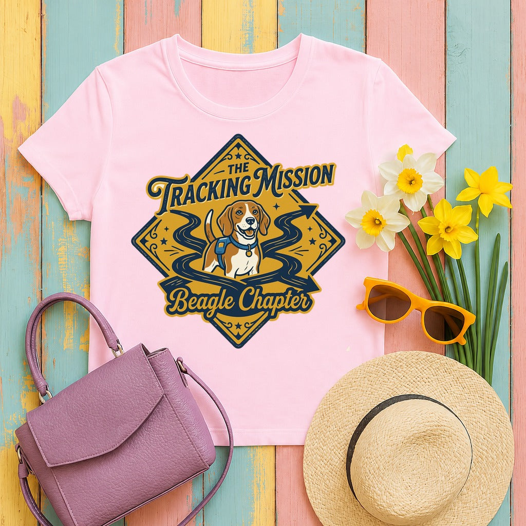 Beagle Chapter Tracking Mission T-Shirt in Light Pink