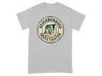 T-shirt with circular logo featuring a dog wearing a detective hat and the text "Neighborhood Investigator".