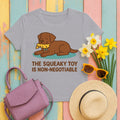 Chocolate Lab Squeaky Toy Non-Negotiable T-shirt in Athletic Heather