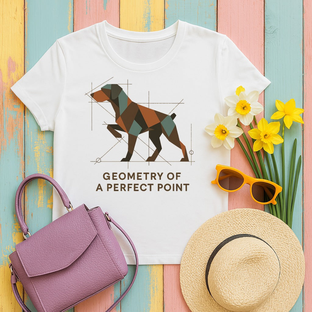 German Shorthaired Pointer Geometry of a Perfect Point T-shirt in White
