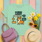 Corgi Logic Flowchart Illustrated T-Shirt in Mint Green