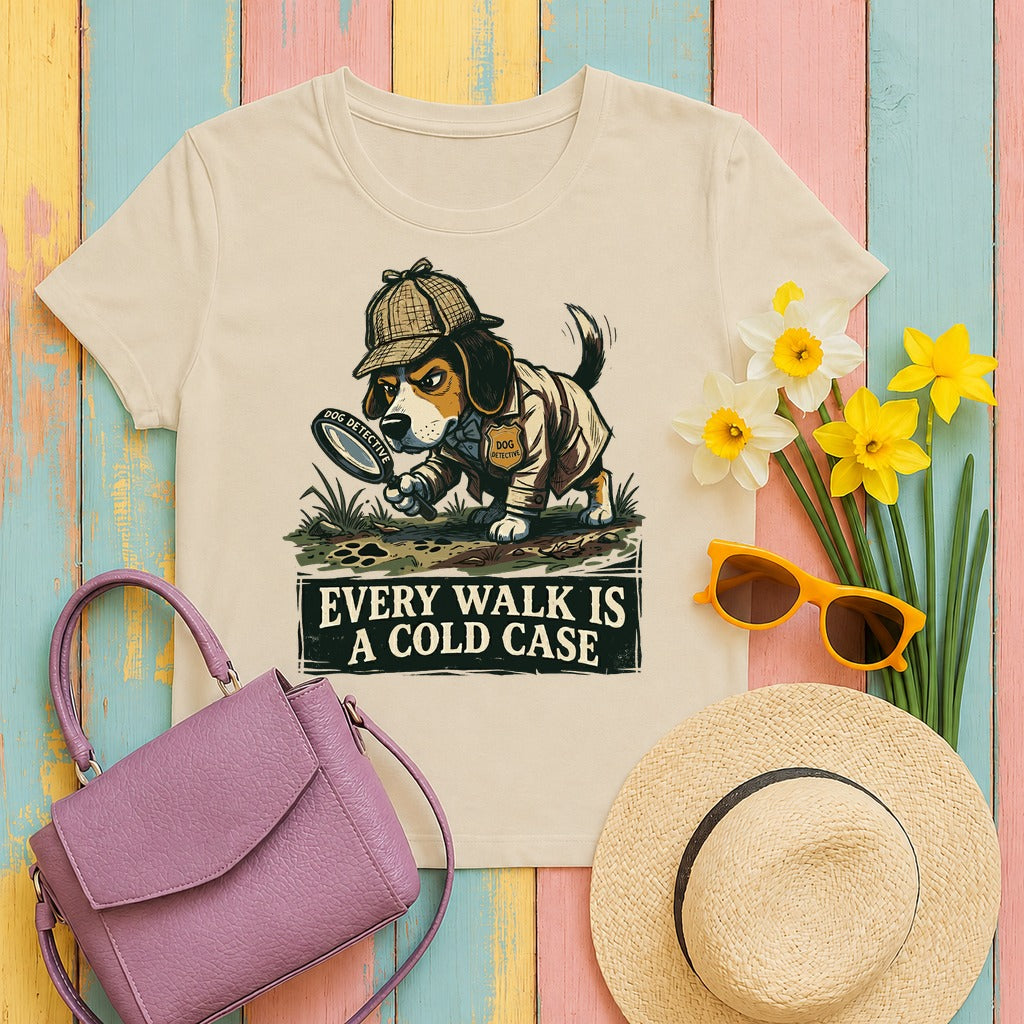 Beagle Detective 'Cold Case' T-Shirt in Sand