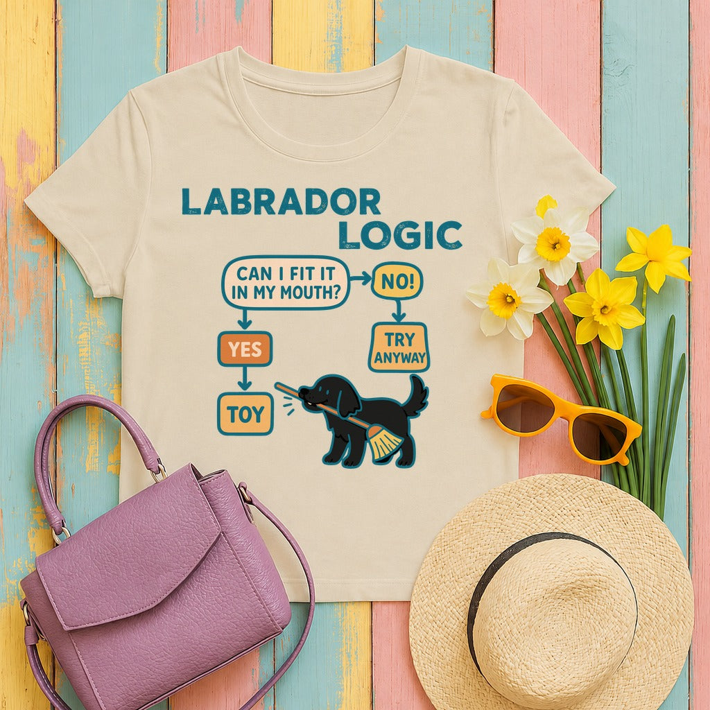 Labrador Logic Flowchart T-shirt in Sand
