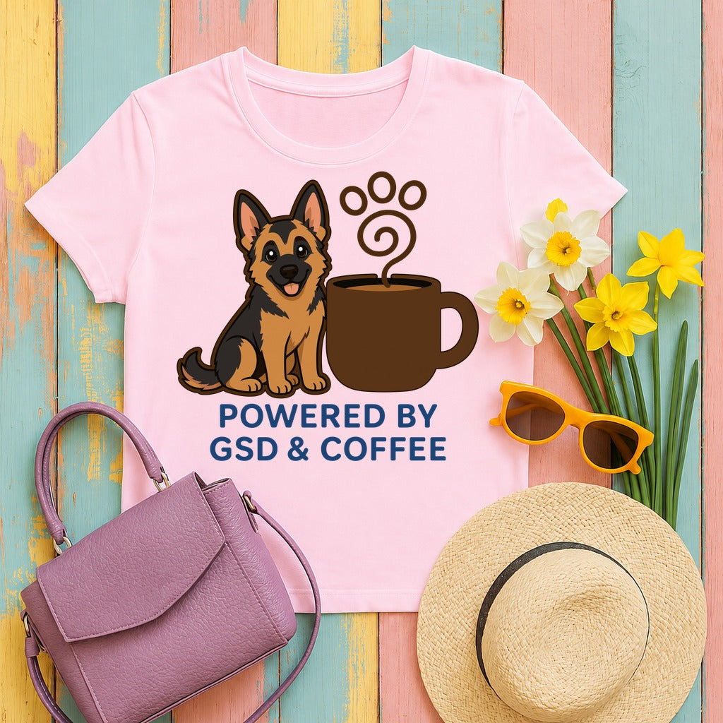 Powered By GSD & Coffee T-Shirt in Light Pink