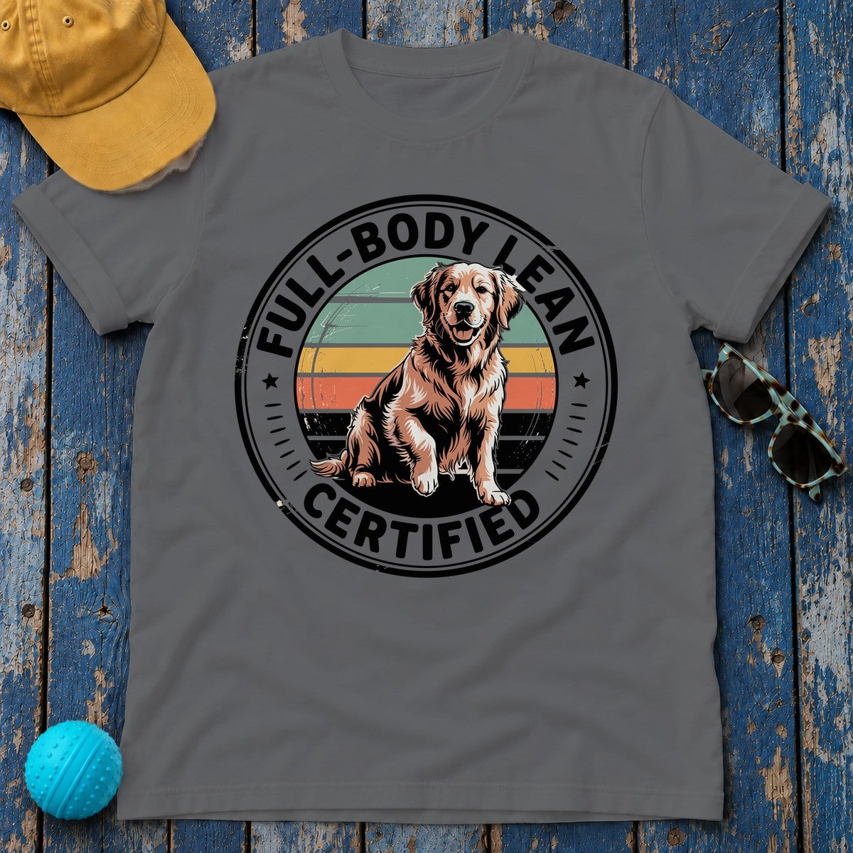 Full Body Lean Certified Golden Retriever T-Shirt in Graphite Heather
