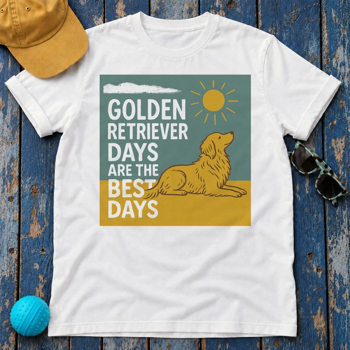 Golden Retriever Sunshine Days T-Shirt in White
