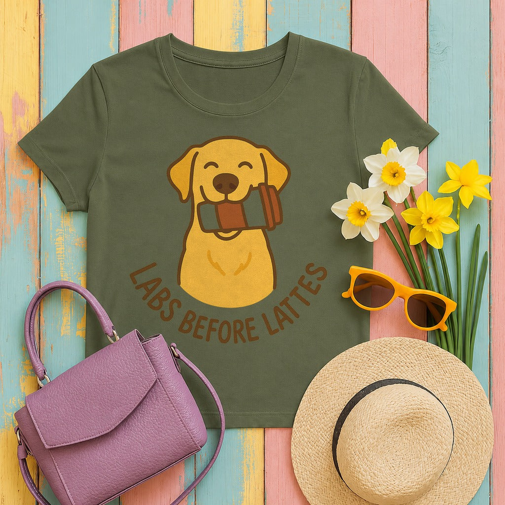 Labs Before Lattes T-Shirt in Military Green