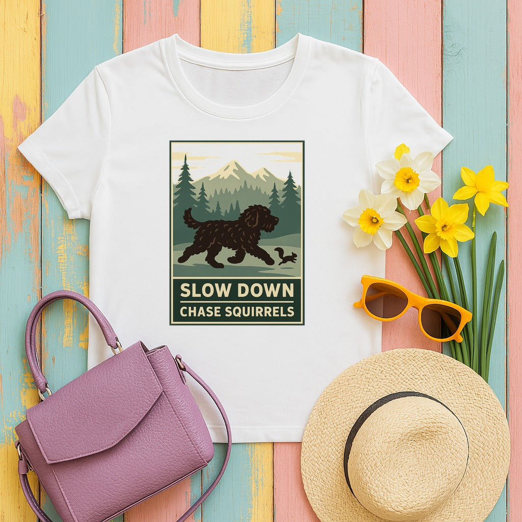 Barbet Slow Down. Chase Squirrels. Tee in White