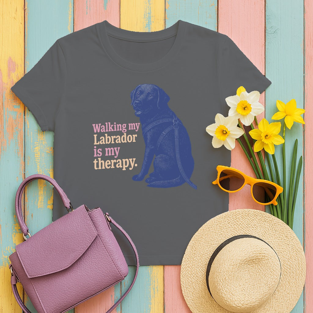 Walking My Labrador Therapy T-Shirt in Graphite Heather
