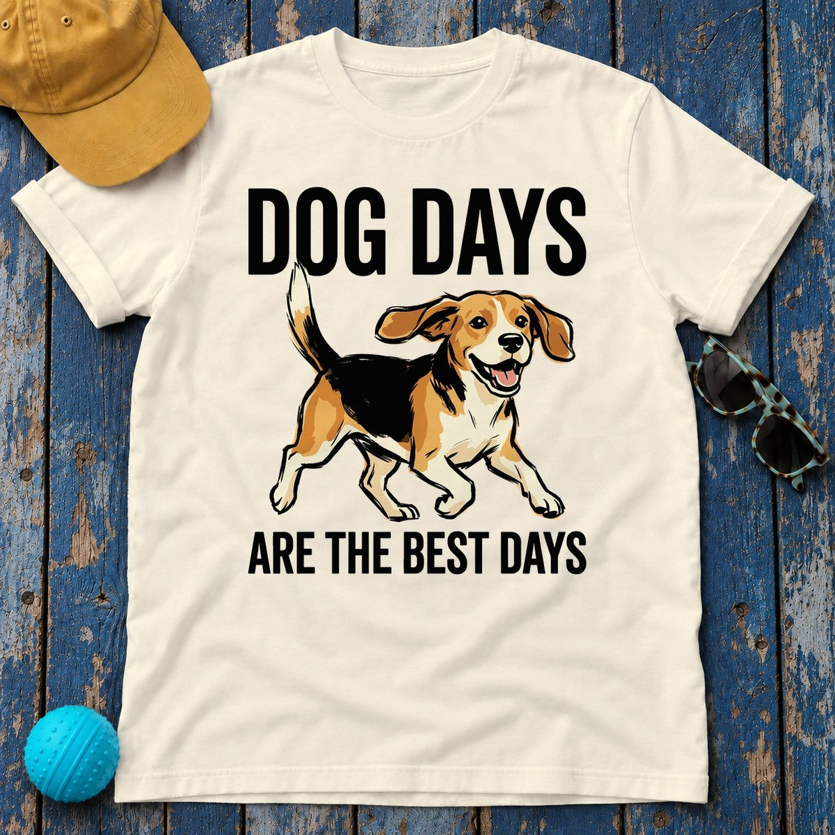 Joyful Beagle 'Dog Days' T-Shirt in Natural