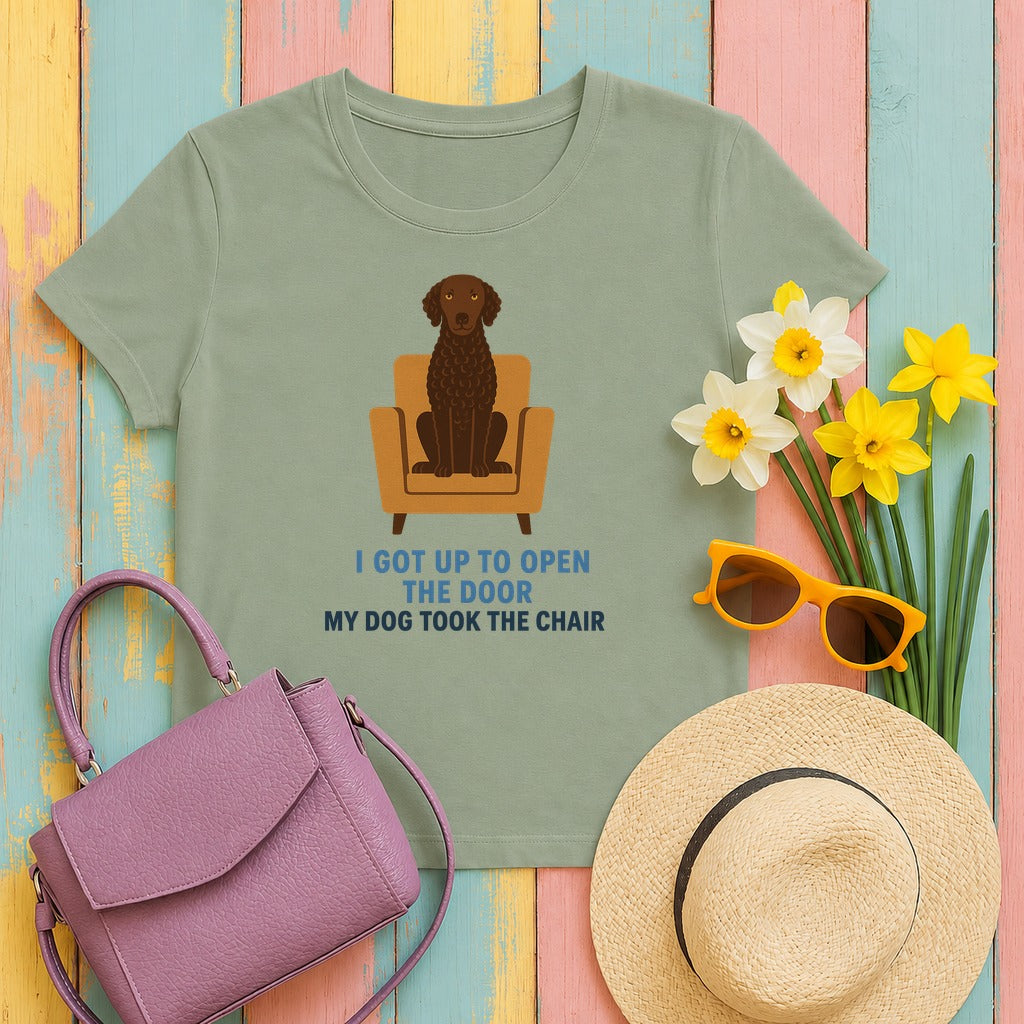 Curly-Coated Retriever My Dog Took The Chair Tee in Sage