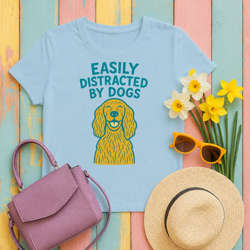 Easily Distracted By Dogs T-Shirt in Light Blue