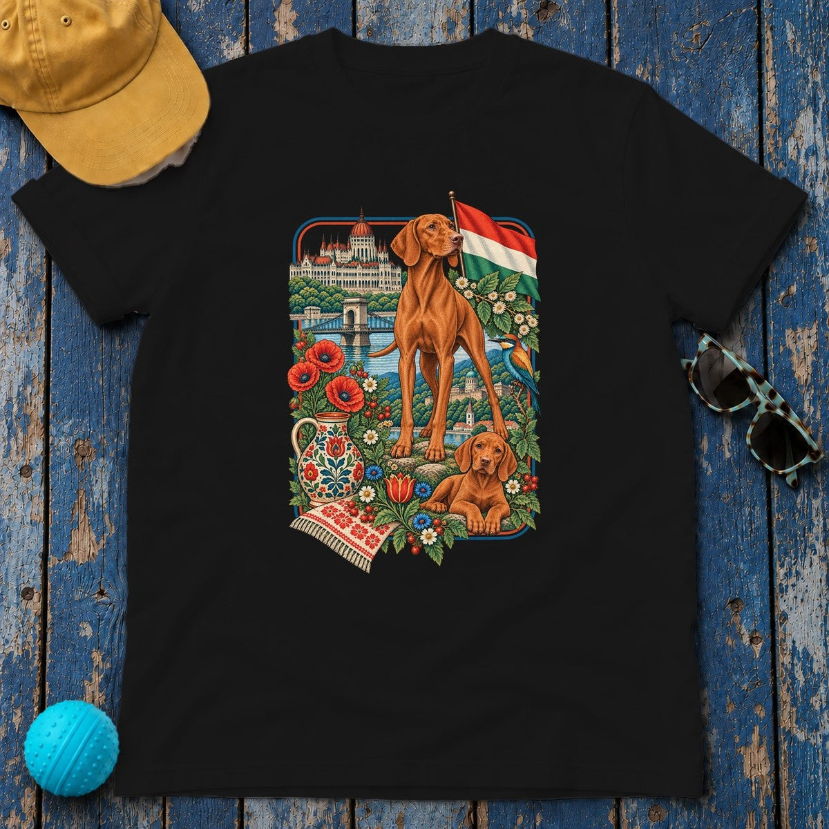 Vizsla Hungary Heritage T-Shirt in Black
