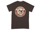 T-shirt graphic with sheepdog herding sheep, "WARNING WILL HERD WITHOUT NOTICE" text.
