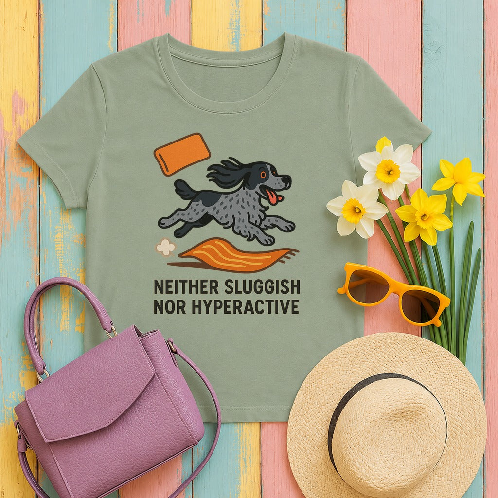 English Cocker Neither Sluggish Nor Hyperactive Tee in Sage