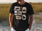 T-shirt with a collage of dachshund illustrations in frames.