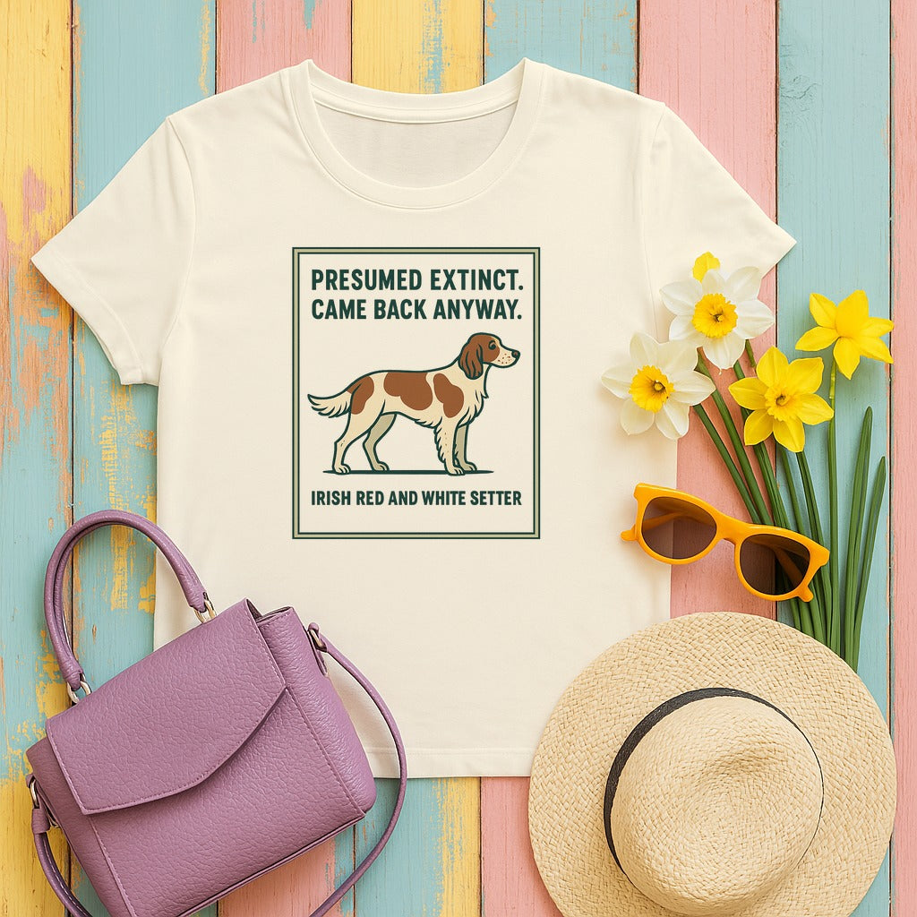 Irish Red and White Setter Presumed Extinct Tee in Natural