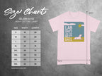 Gildan 5000 size chart for Heavy Cotton T-Shirt with graphic.