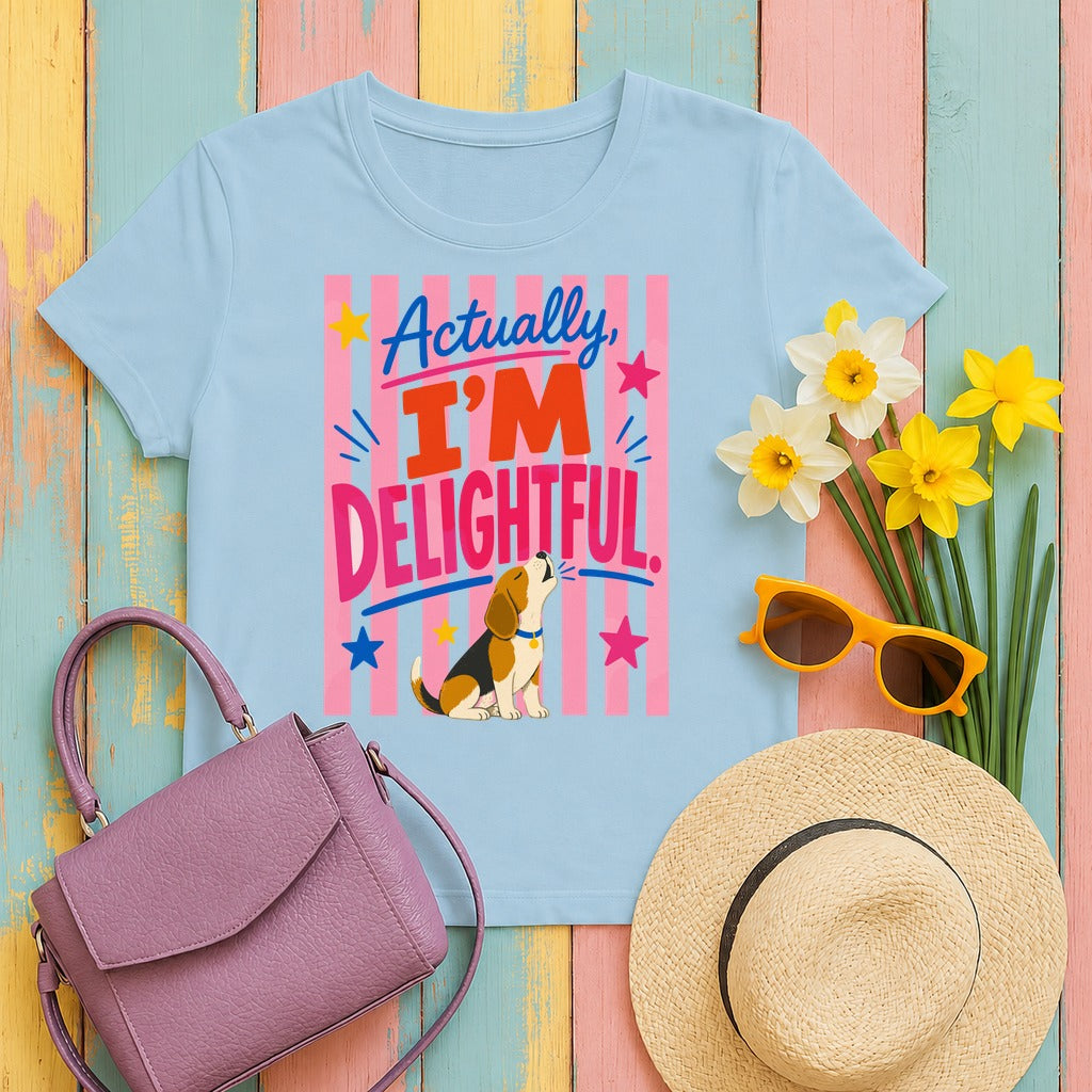 Actually, I'm Delightful Beagle T-Shirt in Light Blue
