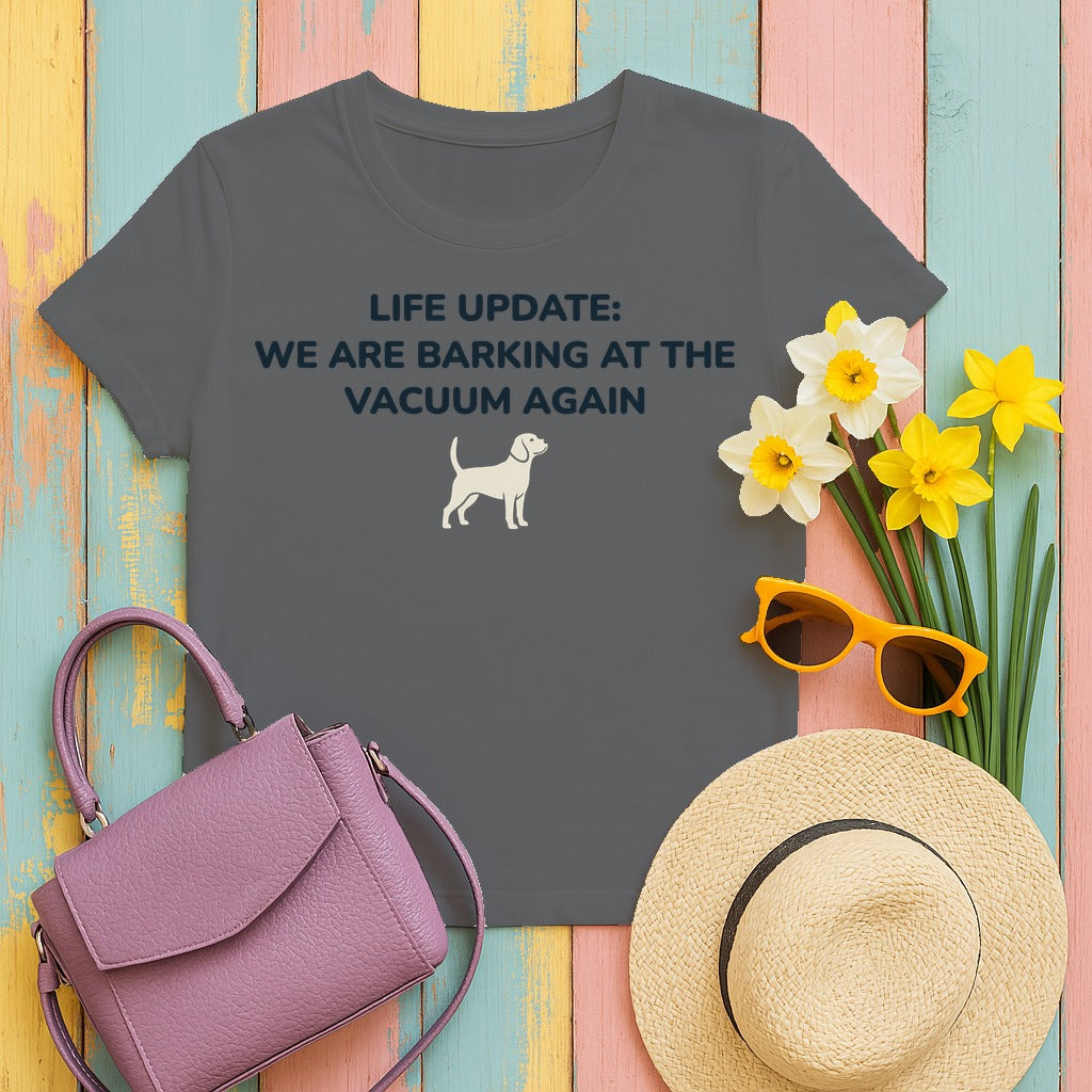 Beagle Barking at the Vacuum T-Shirt in Graphite Heather