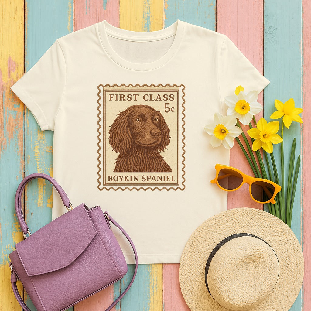 Boykin Spaniel First Class Stamp T-shirt in Natural