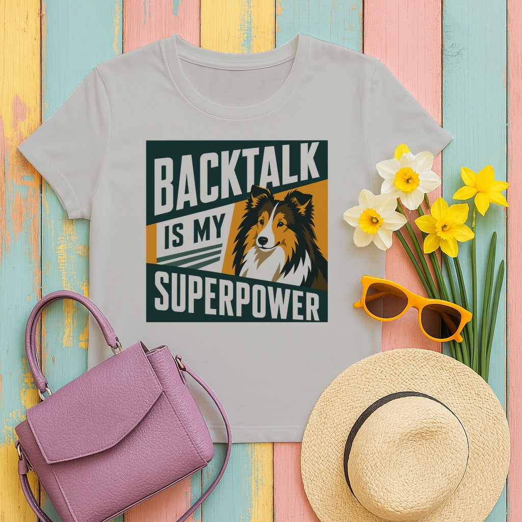 Backtalk Superpower Sheltie Graphic T-Shirt in Ash